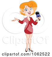 Clipart Happy Female Reporter Talking And Gesturing Royalty Free Vector Illustration