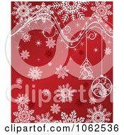 Poster, Art Print Of Red Christmas Ornament And Snowflake Background 2