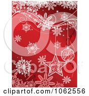 Clipart Red Christmas Ornament And Snowflake Background 1 Royalty Free Vector Illustration