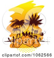 Poster, Art Print Of Palm Tree Island And Hibiscus Background 2