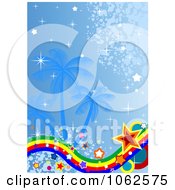 Clipart Rainbow Wave And Palm Tree Background Royalty Free Vector Clip Art Illustration