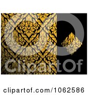 Clipart Gold And Black Floral Background 5 Royalty Free Vector Illustration