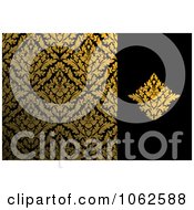 Poster, Art Print Of Gold And Black Floral Background 3