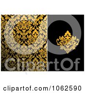 Clipart Gold And Black Floral Background 2 Royalty Free Vector Illustration