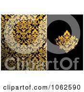 Poster, Art Print Of Gold And Black Floral Background 2