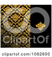 Poster, Art Print Of Gold And Black Floral Background 1