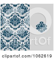 Clipart Blue And Gray Floral Background Royalty Free Vector Illustration