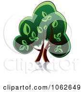 Clipart Green Tree And Reflection Logo 2 Royalty Free Vector Illustration