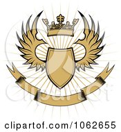 Poster, Art Print Of Crowned Winged Shield And Banner 1