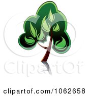 Clipart Green Tree And Reflection Logo 3 Royalty Free Vector Illustration