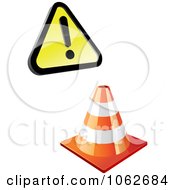 Poster, Art Print Of Construction Cone And Warning Sign Digital Collage