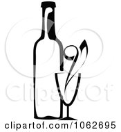 Clipart Wine In Black And White Royalty Free Vector Illustration