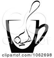 Clipart Cup Of Tea In Black And White Royalty Free Vector Illustration