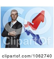 Poster, Art Print Of 3d Businessman And Financial Arrows