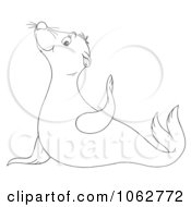 Clipart Outlined Cute Sea Lion Royalty Free Illustration