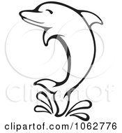Poster, Art Print Of Splashing Dolphin Outline