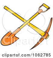 Clipart Shovel And Pickaxe Royalty Free Vector Illustration