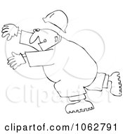 Clipart Outlined Worker Tripping Royalty Free Vector Illustration