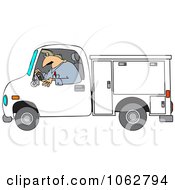 Worker Driving A Utility Truck
