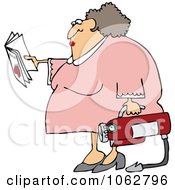 Clipart Woman Reading Extinguisher Manual Royalty Free Vector Illustration