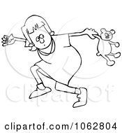 Clipart Outlined Girl Running Scared Royalty Free Vector Illustration