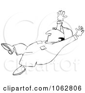 Clipart Outlined Worker Falling Royalty Free Vector Illustration