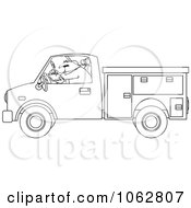 Poster, Art Print Of Outlined Worker Writing In A Utility Truck