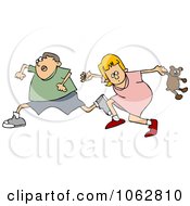 Clipart Scared Boy And Girl Running Royalty Free Vector Illustration