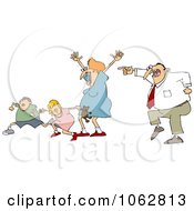 Clipart Scared Family Running From Dad Royalty Free Vector Illustration