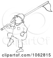 Poster, Art Print Of Outlined Worker Carrying A Pipe