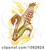 Clipart Woodcut Styled Corn Royalty Free Vector Illustration