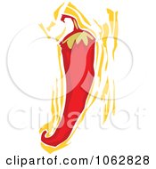 Clipart Woodcut Styled Chili Pepper Royalty Free Vector Illustration