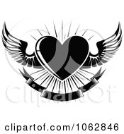 Poster, Art Print Of Black Winged Heart And Banner 1