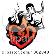 Clipart Tribal Heart With Flames 3 Royalty Free Vector Illustration