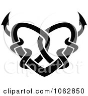 Clipart Tribal Heart Black And White 5 Royalty Free Vector Illustration
