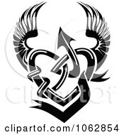 Clipart Winged Black And White Tribal Heart 2 Royalty Free Vector Illustration