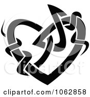 Clipart Tribal Heart Black And White 4 Royalty Free Vector Illustration