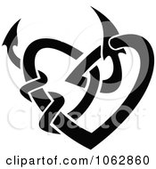 Clipart Tribal Heart Black And White 2 Royalty Free Vector Illustration