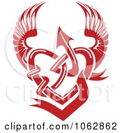 Clipart Winged Red Tribal Heart 1 Royalty Free Vector Illustration