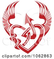 Clipart Winged Red Tribal Heart 2 Royalty Free Vector Illustration