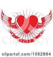 Poster, Art Print Of Red Winged Heart And Banner