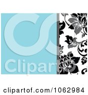 Poster, Art Print Of Blue Black And White Floral Invite Background 2