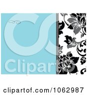 Poster, Art Print Of Blue Black And White Floral Invite Background 1