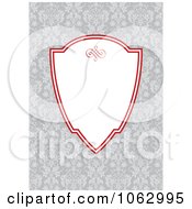 Clipart White Shield And Gray Floral Background Royalty Free Vector Illustration
