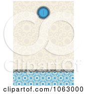 Poster, Art Print Of Tan And Blue Ornate Invitation Background