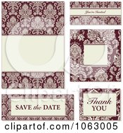 Poster, Art Print Of Red And Beige Damask Wedding Design Elements Digital Collage 2
