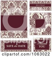 Poster, Art Print Of Red And Beige Damask Wedding Design Elements Digital Collage 1