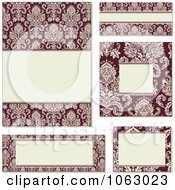 Poster, Art Print Of Red And Beige Damask Frames Digital Collage 1