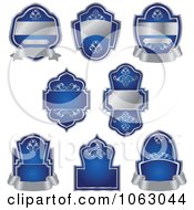 Clipart Blank Silver And Blue Labels Digital Collage 1 Royalty Free Vector Illustration