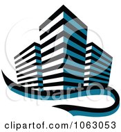 Clipart Blue Skyscraper Logo 42 Royalty Free Vector Illustration